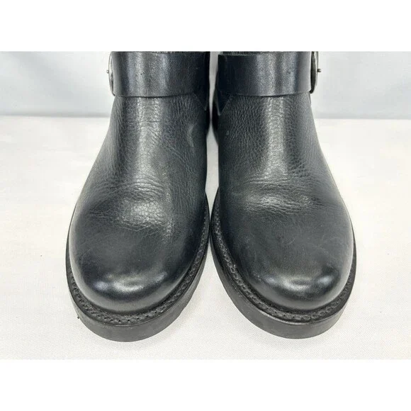 Frye Veronica Bootie Women's Size 7.5 B Black Motorcycle Boot Strap Buckle - Picture 2 of 11